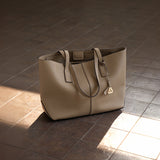 Boat shape Tote genuine leather bag