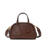 boat shape vegetable-tanned leather handbag